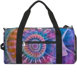 Tie Dye Snail Shell Funny Gym Bag Travel Tote Bag Duffel Bag with Shoe Compartment for Weekender Sports Vacation