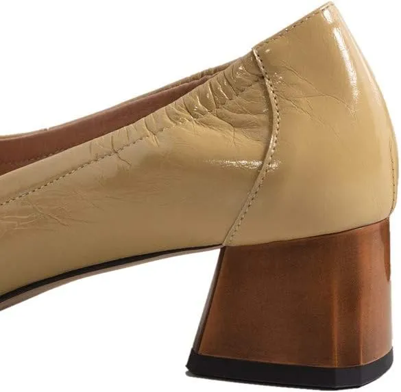 TinaCus Women's Genuine Leather Square Handmade Tassels Chunky Heel Retro Loafers Shoes with Chain