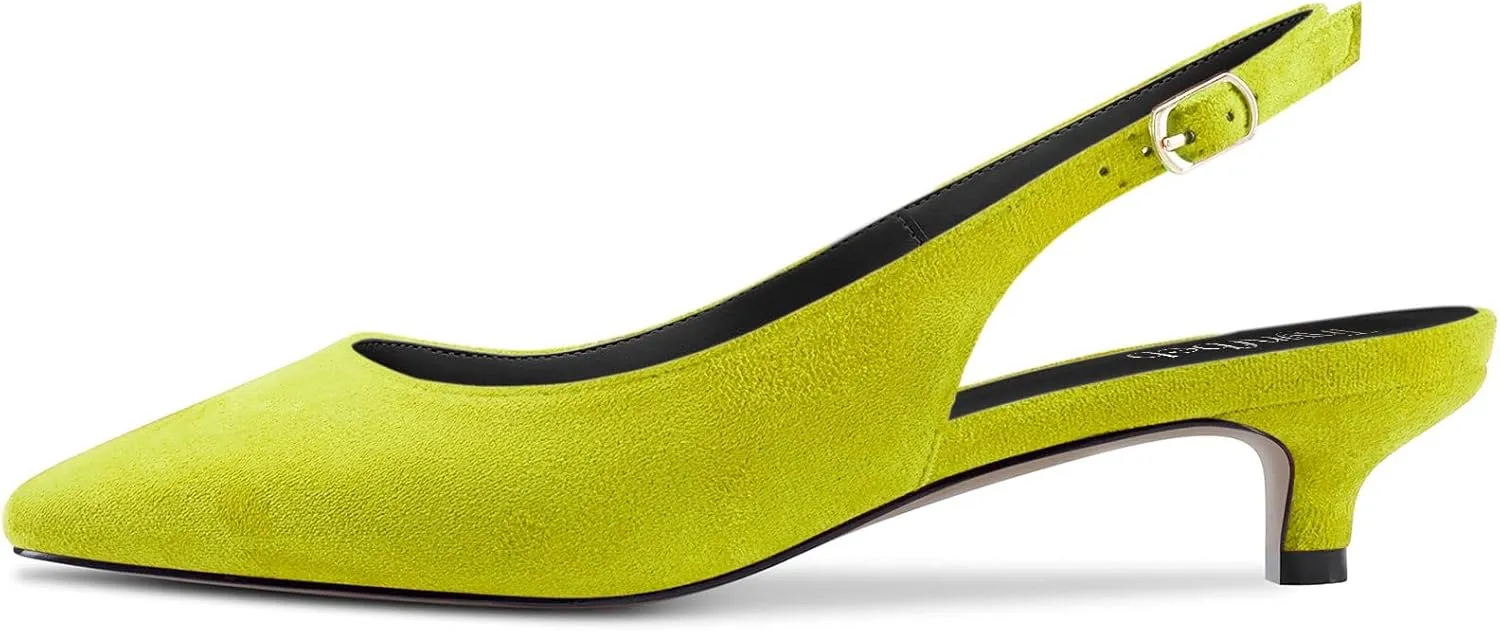 TNYNFBEB Women Kitten Heel Close Square Toe Sandals Pumps Ankle Strap Buckle Prom Cute Basic Classic 1.4 Inches Heels