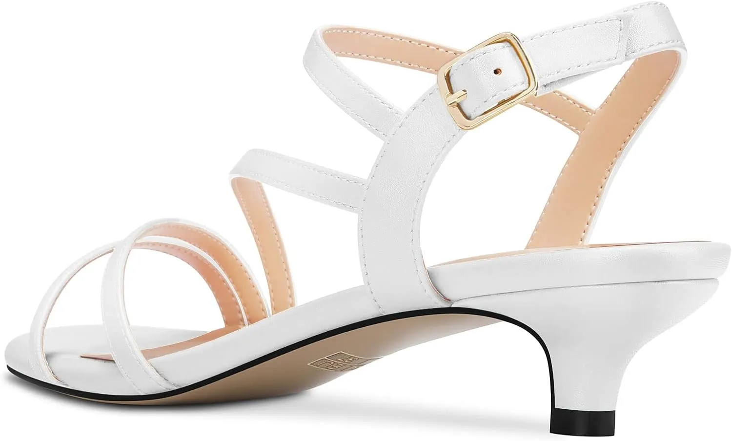 TNYNFBEB Women Low Kitten Heel Peep Open Toe Sandals Ankle Strap Buckle Prom Party Cute Basic Classic 1.4 Inches Heels