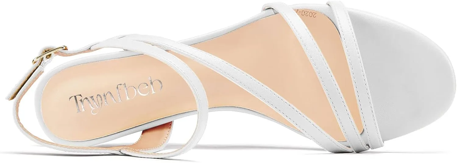 TNYNFBEB Women Low Kitten Heel Peep Open Toe Sandals Ankle Strap Buckle Prom Party Cute Basic Classic 1.4 Inches Heels