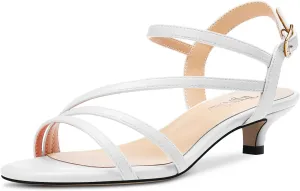 TNYNFBEB Women Low Kitten Heel Peep Open Toe Sandals Ankle Strap Buckle Prom Party Cute Basic Classic 1.4 Inches Heels