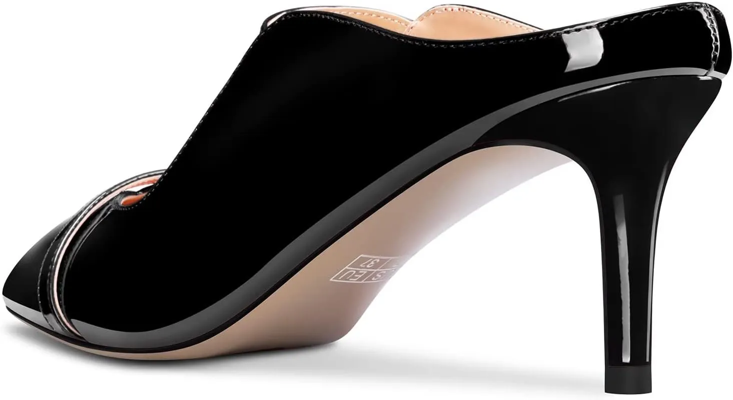 TNYNFBEB Women Mid Heel Close Pointed Toe Sandals Slingback Slip-on Wedding Party Cute Basic Classic Dress 2.6 Inches Heels