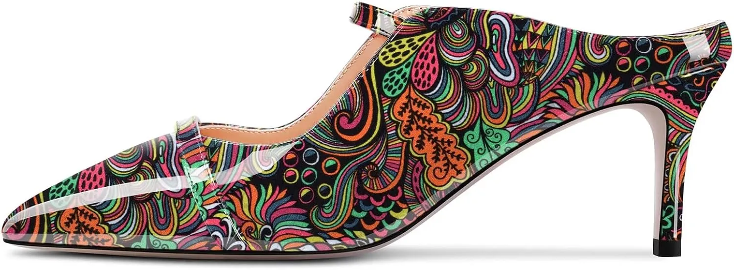 TNYNFBEB Women Mid Heel Close Pointed Toe Sandals Slingback Slip-on Wedding Party Cute Basic Classic Dress 2.6 Inches Heels