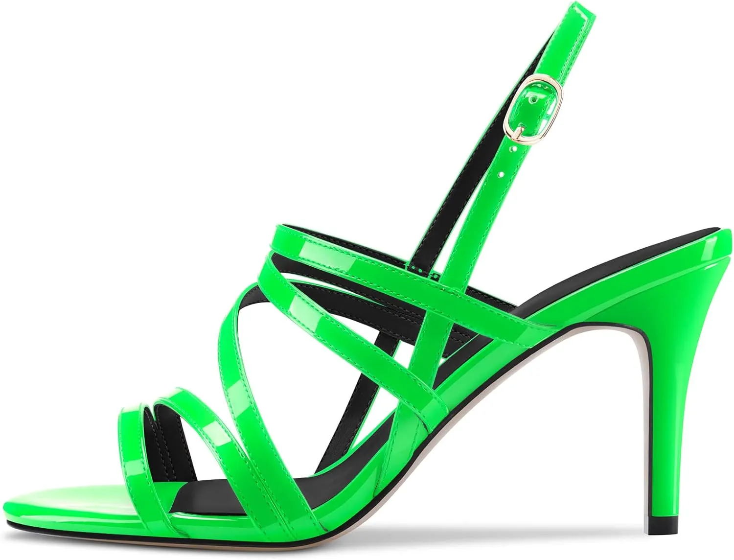 TNYNFBEB Women Mid Heel Peep Open Toe Sandals Ankle Strap Cross-Strap Buckle Prom Party Basic Classic 3.2 Inches Heels