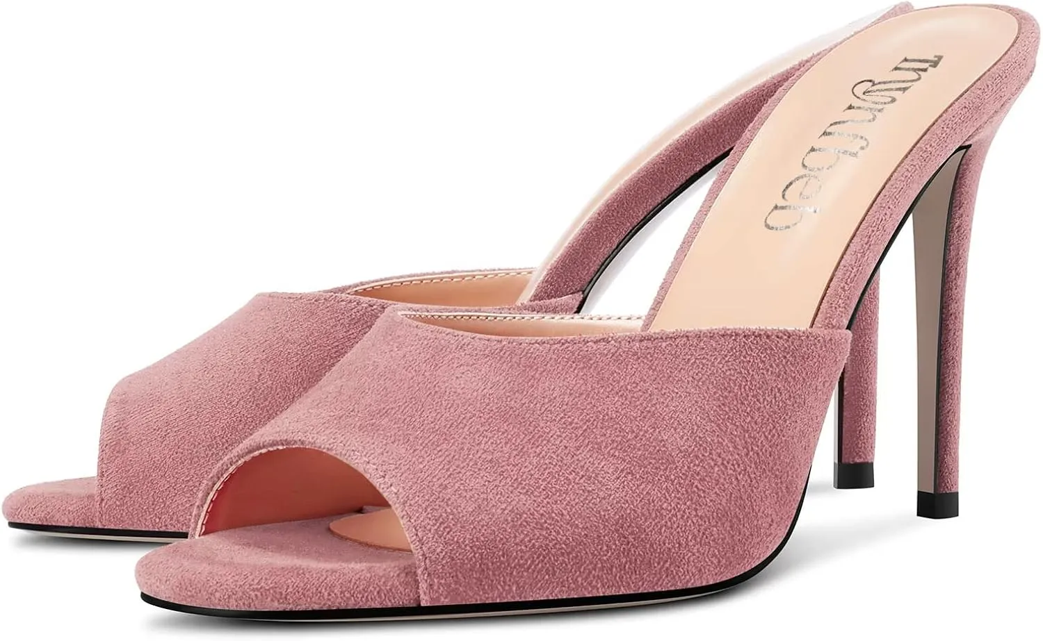 TNYNFBEB Women Stiletto High Heel Peep Open Toe Sandals Slingback Slip-on Wedding Office Cute Basic Classic 3.9 Inches Heels
