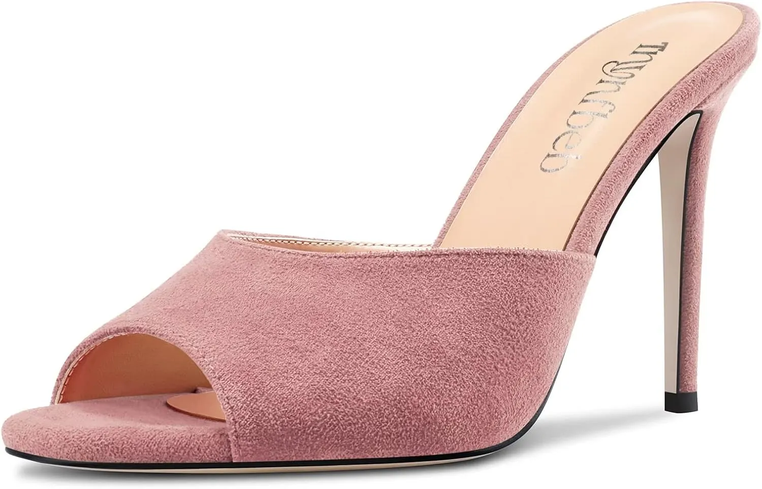 TNYNFBEB Women Stiletto High Heel Peep Open Toe Sandals Slingback Slip-on Wedding Office Cute Basic Classic 3.9 Inches Heels