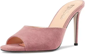 TNYNFBEB Women Stiletto High Heel Peep Open Toe Sandals Slingback Slip-on Wedding Office Cute Basic Classic 3.9 Inches Heels