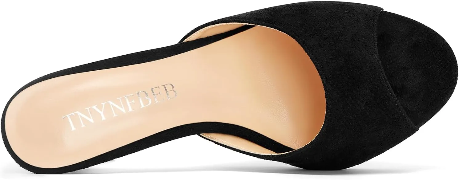 TNYNFBEB Women Stiletto High Heel Peep Open Toe Sandals Slingback Slip-on Wedding Office Cute Basic Classic 3.9 Inches Heels