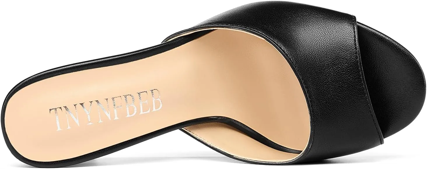TNYNFBEB Women Stiletto High Heel Peep Open Toe Sandals Slingback Slip-on Wedding Office Cute Basic Classic 3.9 Inches Heels