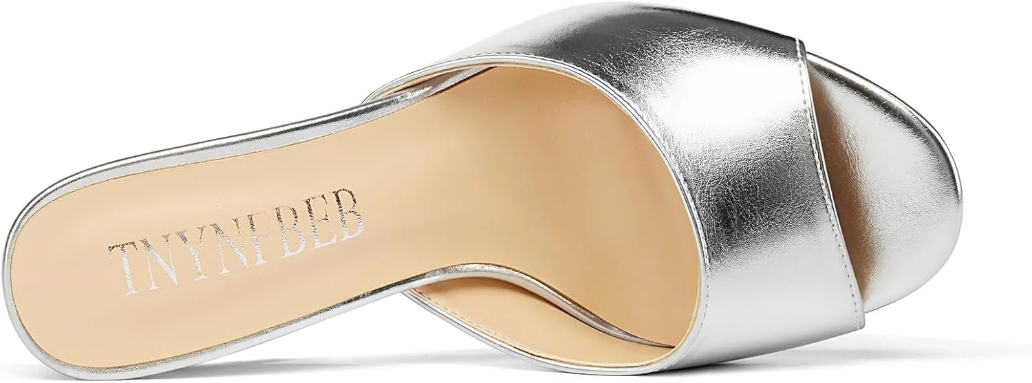 TNYNFBEB Women Stiletto High Heel Peep Open Toe Sandals Slingback Slip-on Wedding Office Cute Basic Classic 3.9 Inches Heels