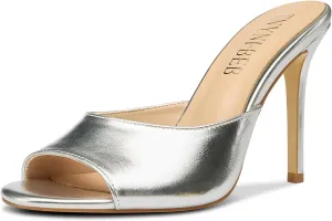 TNYNFBEB Women Stiletto High Heel Peep Open Toe Sandals Slingback Slip-on Wedding Office Cute Basic Classic 3.9 Inches Heels