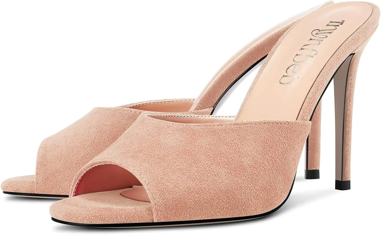 TNYNFBEB Women Stiletto High Heel Peep Open Toe Sandals Slingback Slip-on Wedding Office Cute Basic Classic 3.9 Inches Heels