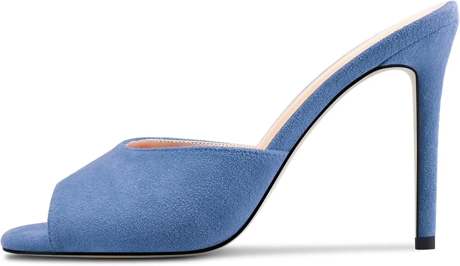 TNYNFBEB Women Stiletto High Heel Peep Open Toe Sandals Slingback Slip-on Wedding Office Cute Basic Classic 3.9 Inches Heels