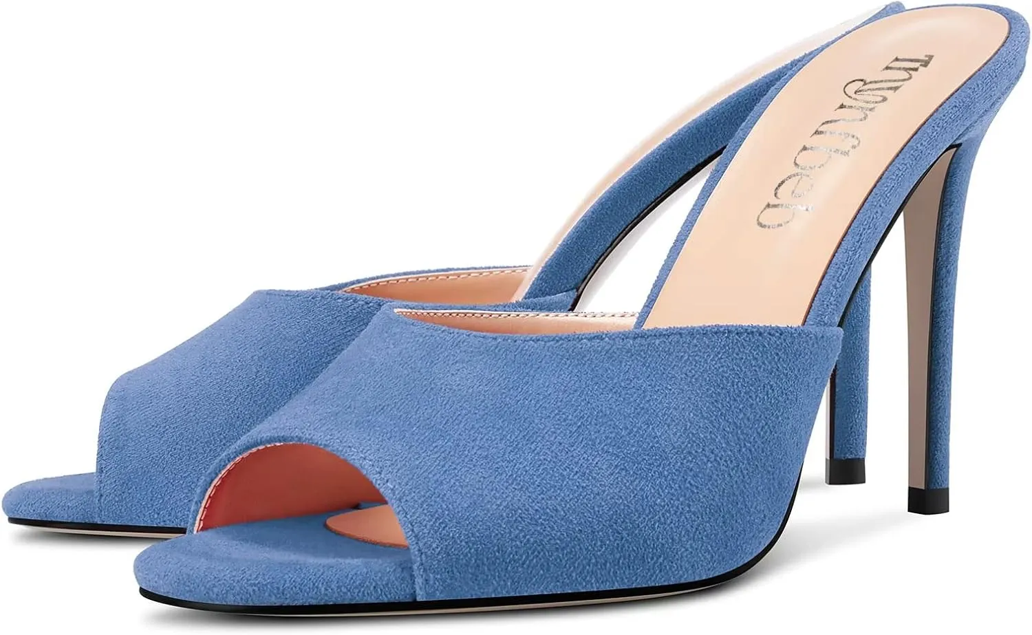 TNYNFBEB Women Stiletto High Heel Peep Open Toe Sandals Slingback Slip-on Wedding Office Cute Basic Classic 3.9 Inches Heels