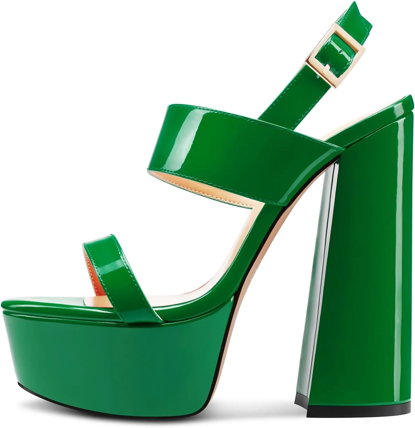TNYNFBEB Womens Chunky Block High Platform Heel Peep Open Toe Sandals Ankle Strap Buckle Party Cute 5.9 Inches Heels