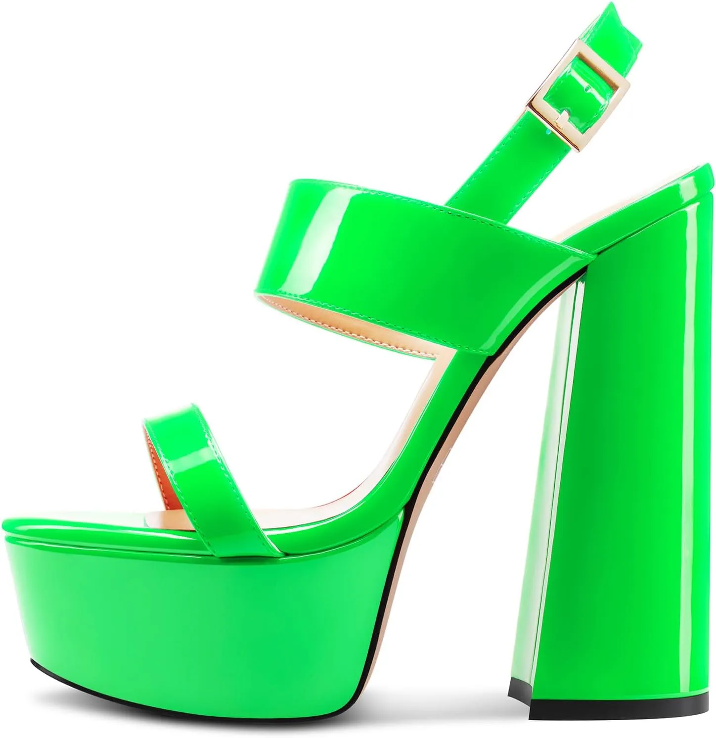TNYNFBEB Womens Chunky Block High Platform Heel Peep Open Toe Sandals Ankle Strap Buckle Party Cute 5.9 Inches Heels
