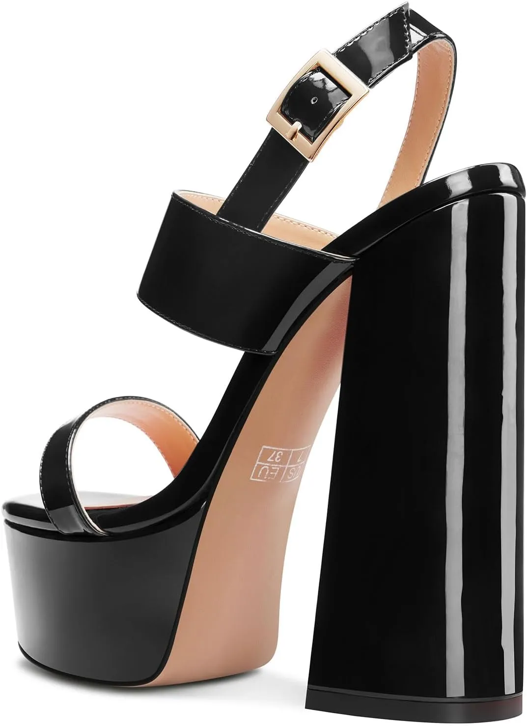 TNYNFBEB Womens Chunky Block High Platform Heel Peep Open Toe Sandals Ankle Strap Buckle Party Cute 5.9 Inches Heels