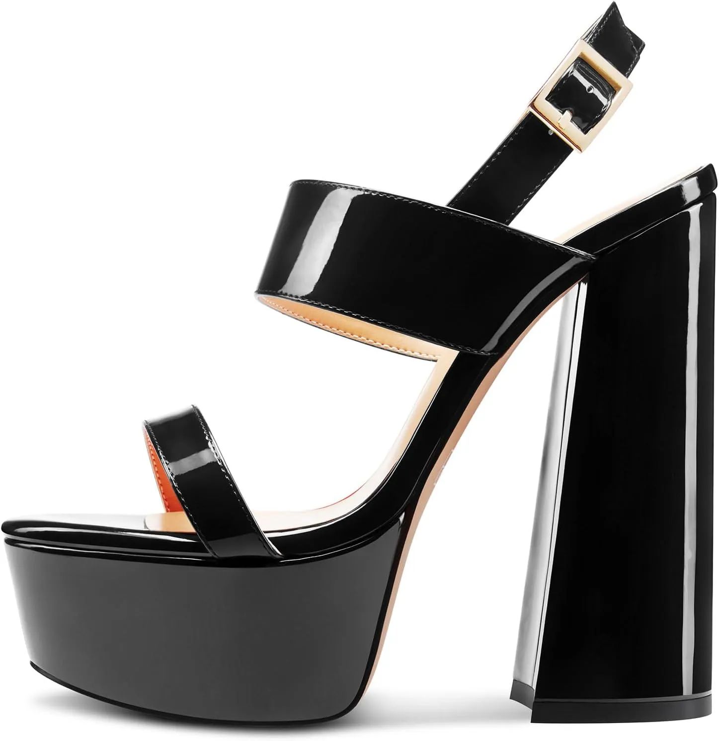 TNYNFBEB Womens Chunky Block High Platform Heel Peep Open Toe Sandals Ankle Strap Buckle Party Cute 5.9 Inches Heels