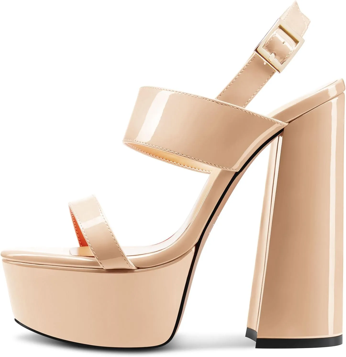 TNYNFBEB Womens Chunky Block High Platform Heel Peep Open Toe Sandals Ankle Strap Buckle Party Cute 5.9 Inches Heels