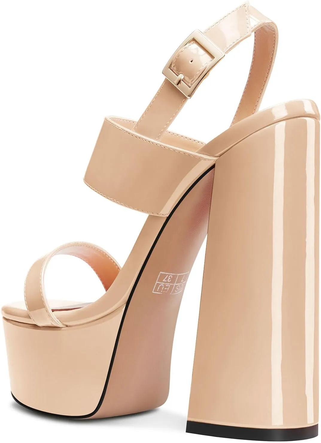 TNYNFBEB Womens Chunky Block High Platform Heel Peep Open Toe Sandals Ankle Strap Buckle Party Cute 5.9 Inches Heels