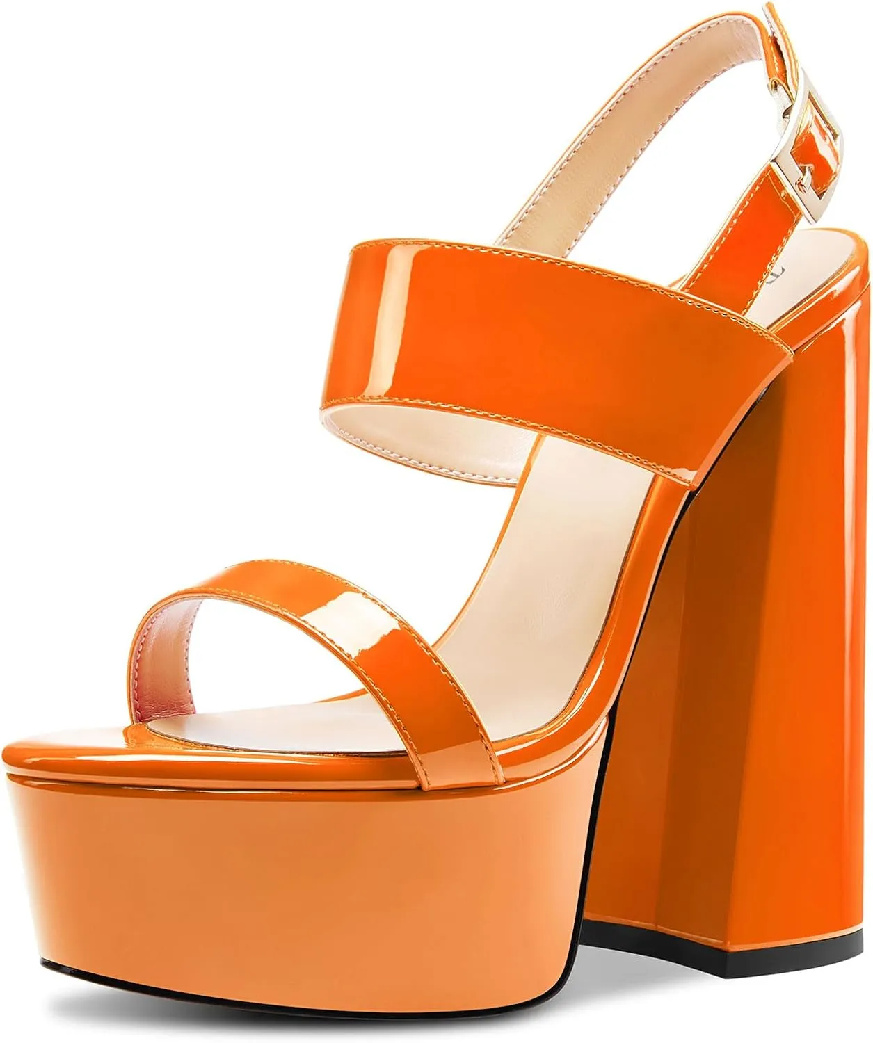 TNYNFBEB Womens Chunky Block High Platform Heel Peep Open Toe Sandals Ankle Strap Buckle Party Cute 5.9 Inches Heels
