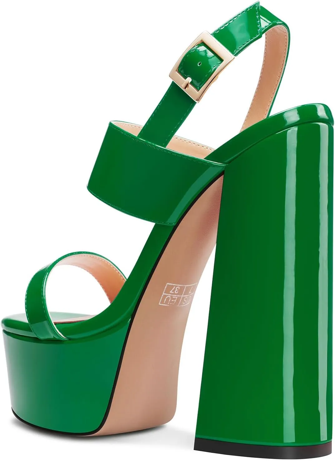 TNYNFBEB Womens Chunky Block High Platform Heel Peep Open Toe Sandals Ankle Strap Buckle Party Cute 5.9 Inches Heels