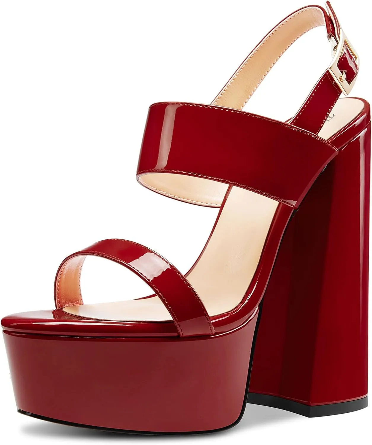TNYNFBEB Womens Chunky Block High Platform Heel Peep Open Toe Sandals Ankle Strap Buckle Party Cute 5.9 Inches Heels