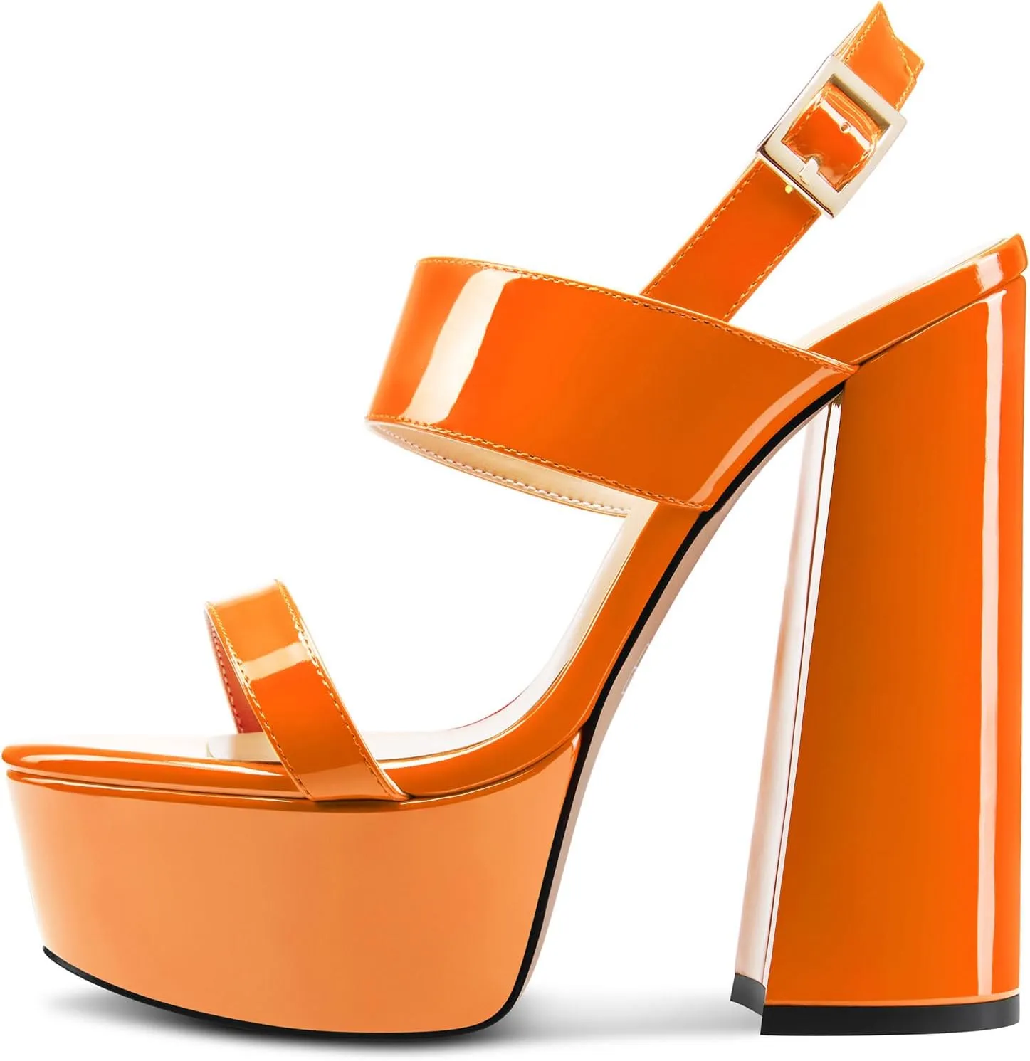 TNYNFBEB Womens Chunky Block High Platform Heel Peep Open Toe Sandals Ankle Strap Buckle Party Cute 5.9 Inches Heels