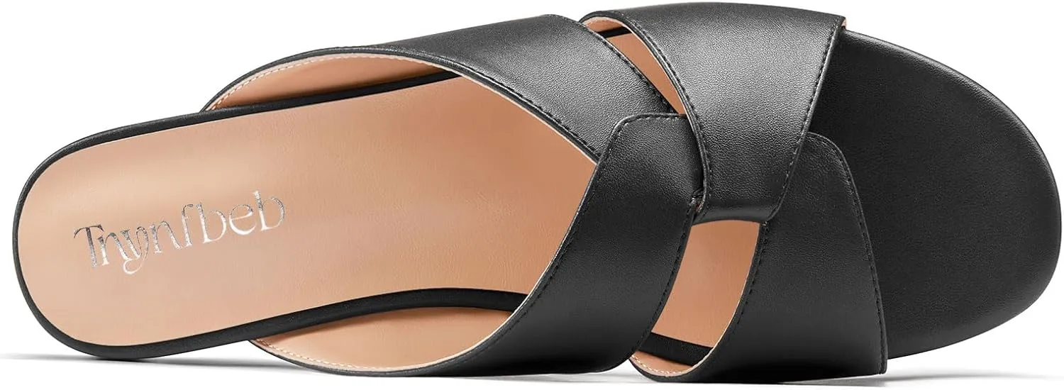 TNYNFBEB Womens Low Heel Peep Open Square Toe Sandals Flats Shoes Slingback Slip-on Party Basic Classic Summer 0.4 Inches Heels