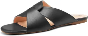 TNYNFBEB Womens Low Heel Peep Open Square Toe Sandals Flats Shoes Slingback Slip-on Party Basic Classic Summer 0.4 Inches Heels