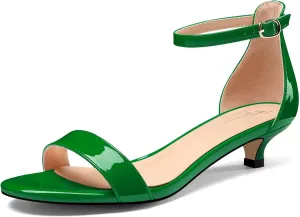 TNYNFBEB Womens Low Kitten Heel Open Toe Sandals Ankle Strap Two-Piece Buckle Prom Party Basic Classic Cute Summer 1.4 Inches Heels