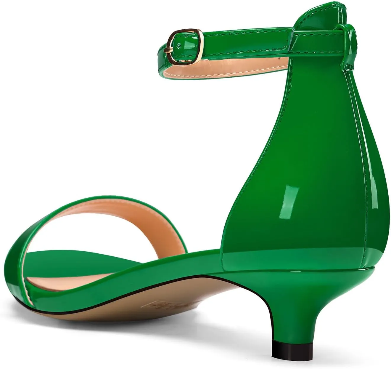 TNYNFBEB Womens Low Kitten Heel Open Toe Sandals Ankle Strap Two-Piece Buckle Prom Party Basic Classic Cute Summer 1.4 Inches Heels