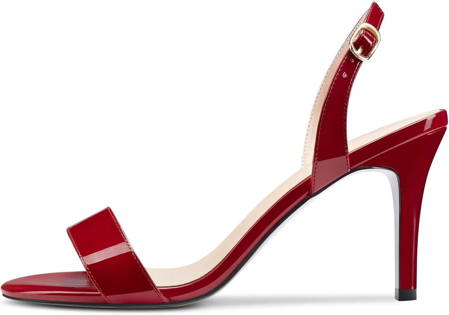 TNYNFBEB Womens Mid Heel Peep Open Toe Sandals Ankle Strap Slingback Buckle Prom Party Summer Basic Classic 3.2 Inches Heels