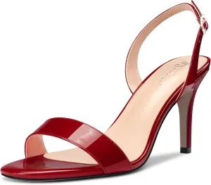 TNYNFBEB Womens Mid Heel Peep Open Toe Sandals Ankle Strap Slingback Buckle Prom Party Summer Basic Classic 3.2 Inches Heels