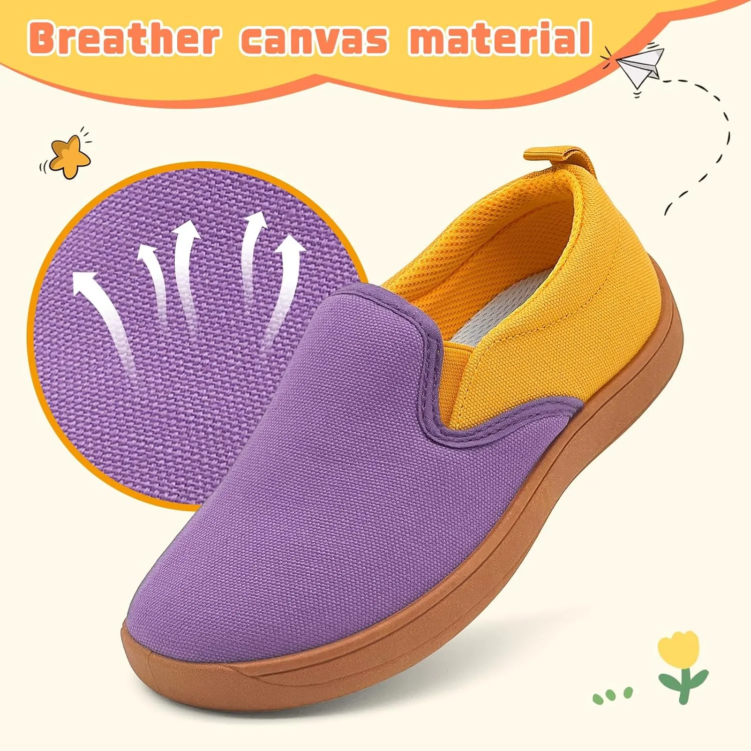 Toddler Kids Wide Barefoot Shoes Girls Boys Minimalist Slip On Canvas Sneakers Lightweight Casual Walking Shoes Fit Naturally Zero-Drop Sole