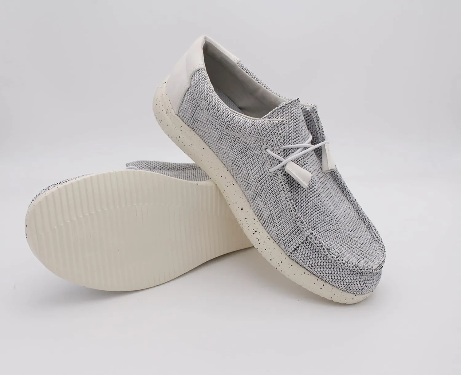Town Forst Mens Hola Knit Upper Fashion Slip On Loafers White Mesh