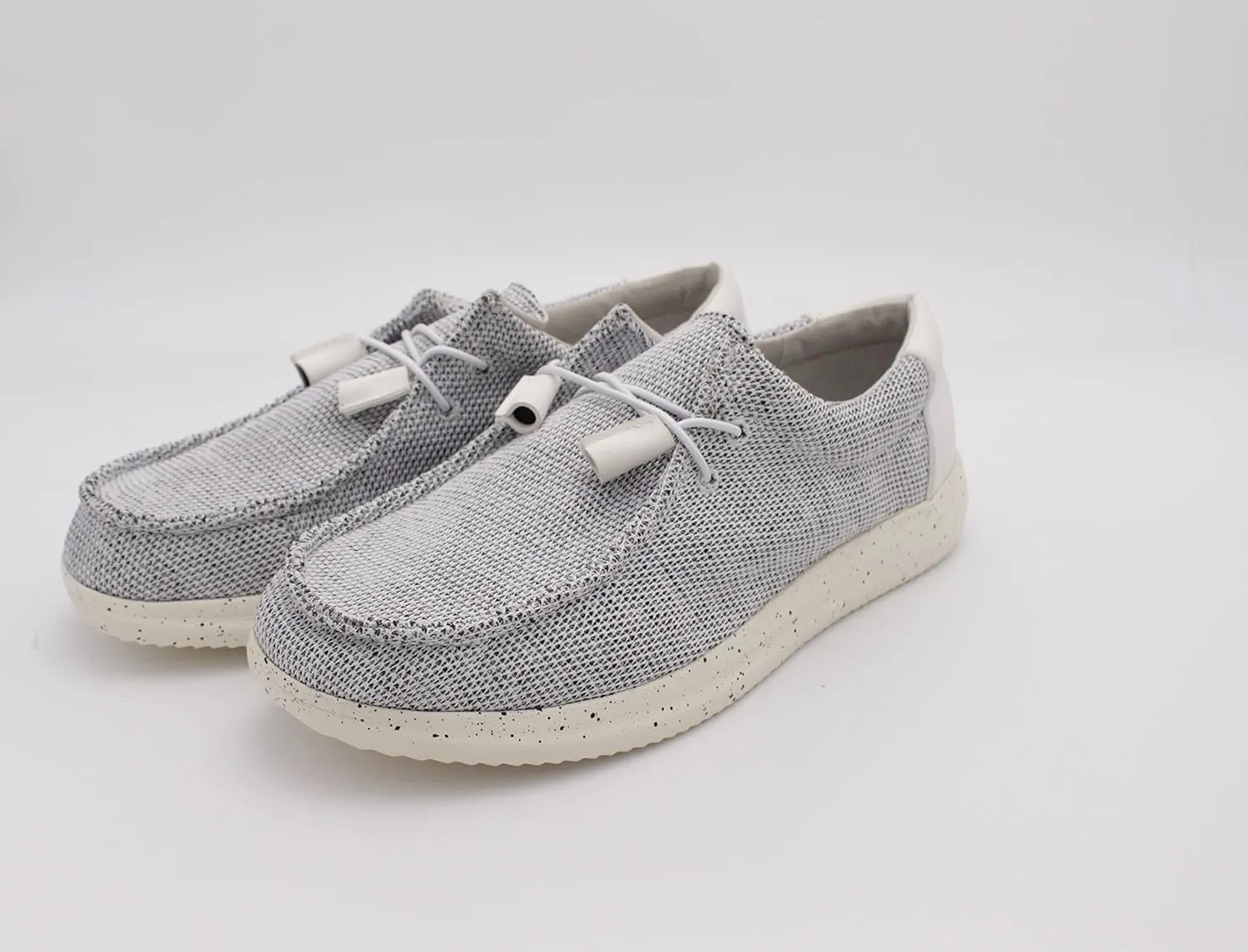 Town Forst Mens Hola Knit Upper Fashion Slip On Loafers White Mesh