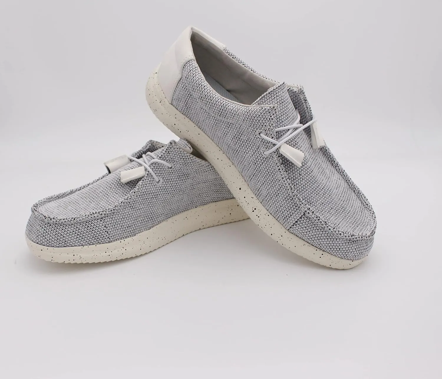 Town Forst Mens Hola Knit Upper Fashion Slip On Loafers White Mesh