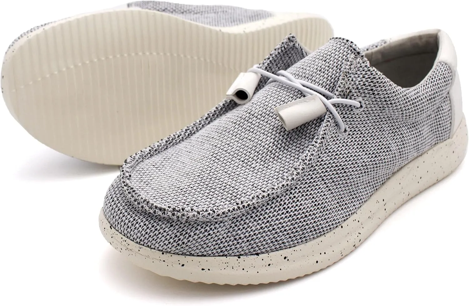 Town Forst Mens Hola Knit Upper Fashion Slip On Loafers White Mesh