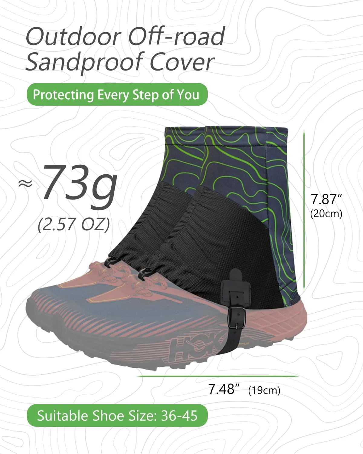 Trail Gaiters, Waterproof Low Shoe Protectors, Adjustable Boots Protectors for Hiking & Running - Prevents Debris in Shoes