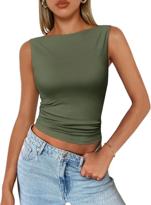 Trendy Queen Women Going Out Summer Tank Tops Spring Casual Basic Cute 2025 Sleeveless Shirt Vacation Fashion Outfit Clothes