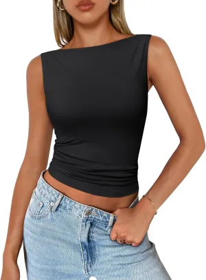 Trendy Queen Women Going Out Summer Tank Tops Spring Casual Basic Cute 2025 Sleeveless Shirt Vacation Fashion Outfit Clothes