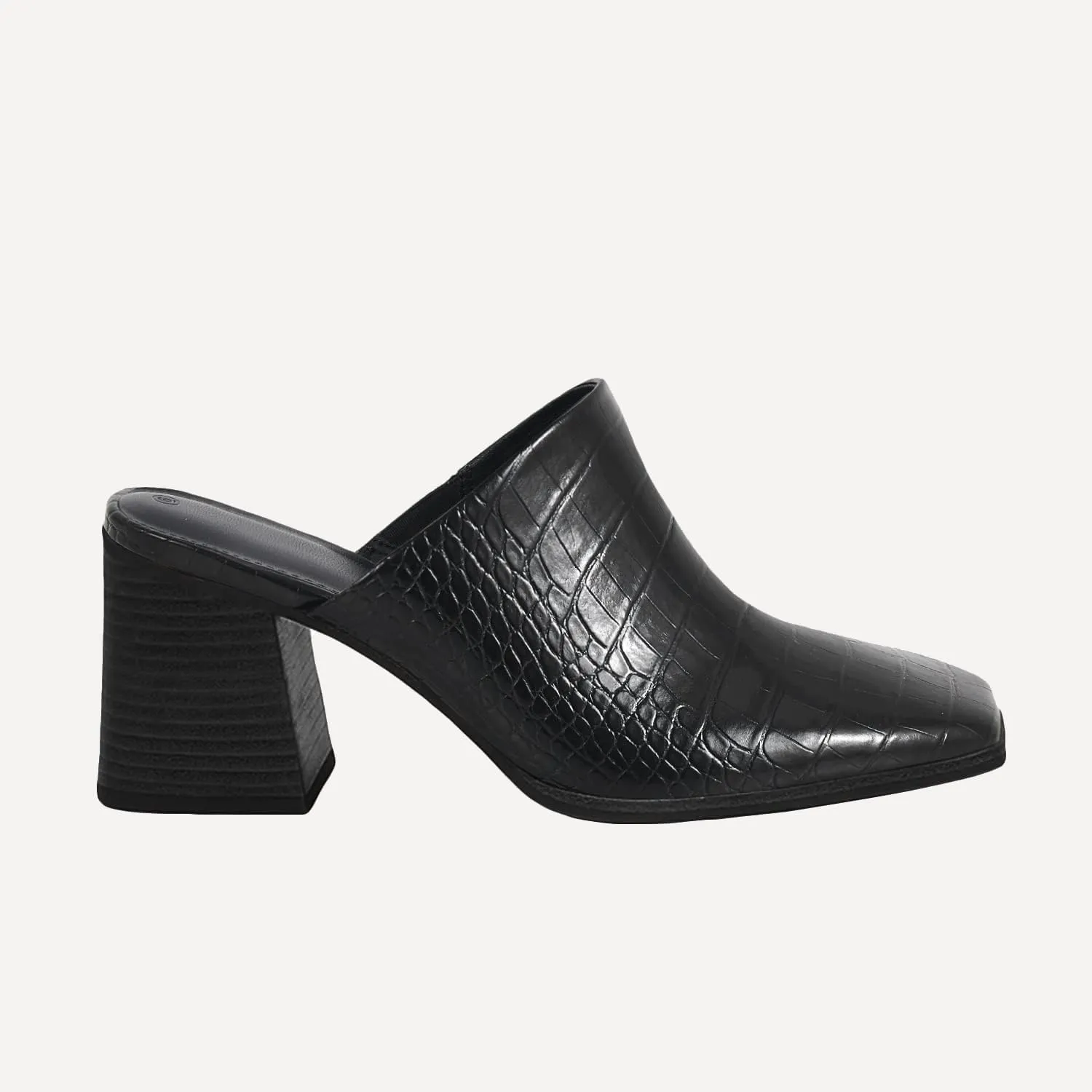 Trish Lucia Womens Chunky Stacked Heel Mules Closed Square Toe Heeled Slip on Clogs Casual Backless Loafers Shoes
