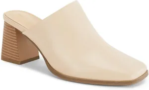 Trish Lucia Womens Chunky Stacked Heel Mules Closed Square Toe Heeled Slip on Clogs Casual Backless Loafers Shoes