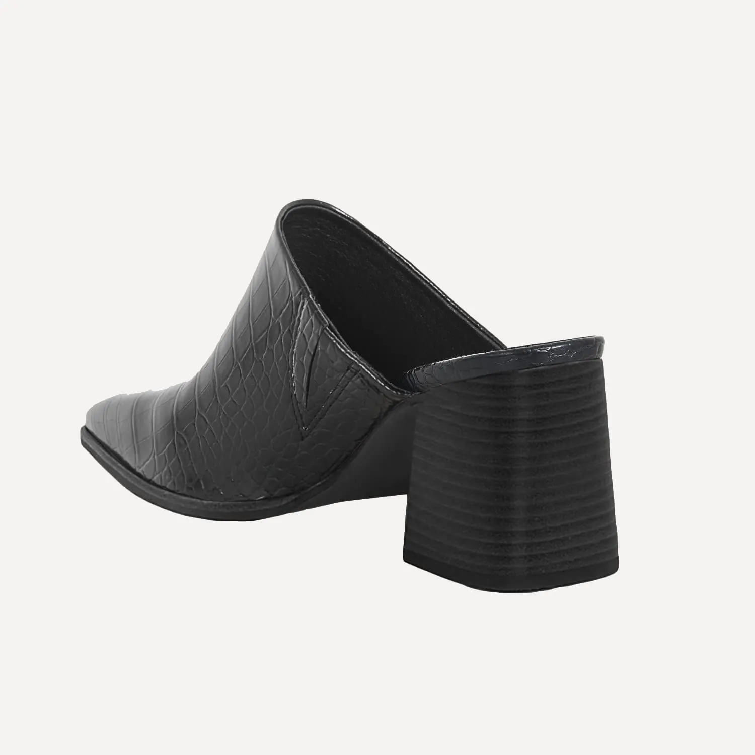 Trish Lucia Womens Chunky Stacked Heel Mules Closed Square Toe Heeled Slip on Clogs Casual Backless Loafers Shoes
