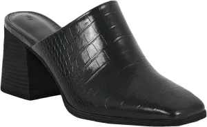 Trish Lucia Womens Chunky Stacked Heel Mules Closed Square Toe Heeled Slip on Clogs Casual Backless Loafers Shoes
