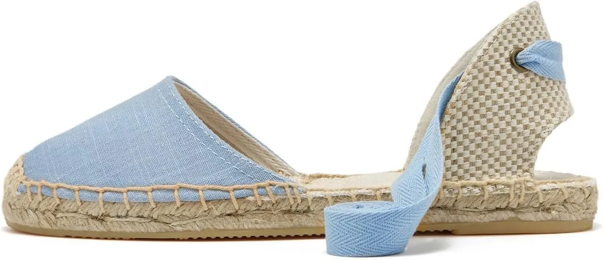 U-lite Women's Espadrille FLat Sandals Closed Toe Ankle Wrap,Classic Lace Up Summer Dressy Flat Shoes