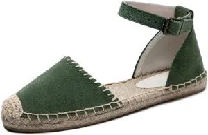 U-lite Women's Espadrille FLat Sandals Closed Toe Ankle Wrap,Classic Lace Up Summer Dressy Flat Shoes