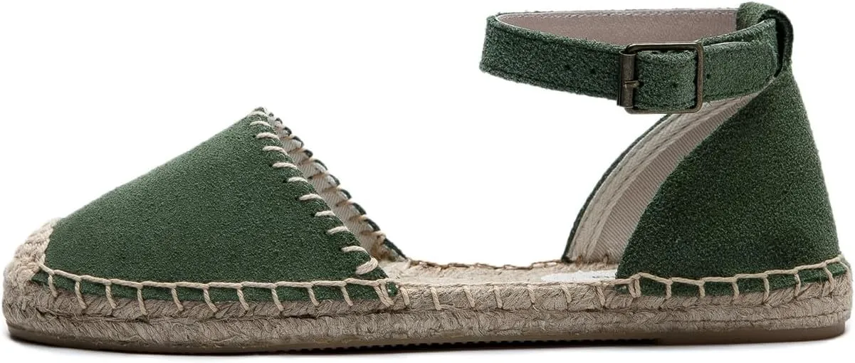 U-lite Women's Espadrille FLat Sandals Closed Toe Ankle Wrap,Classic Lace Up Summer Dressy Flat Shoes